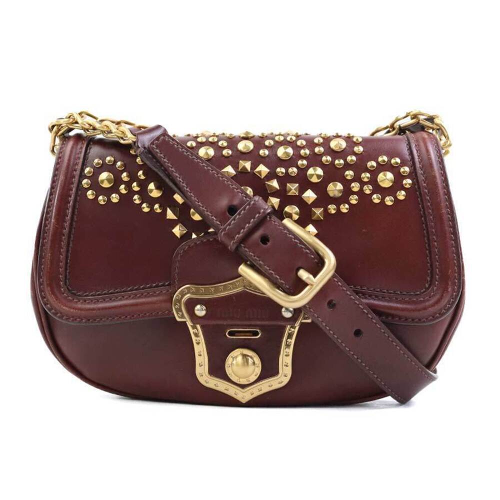 Miu Miu shoulder bag leather metal brown gold